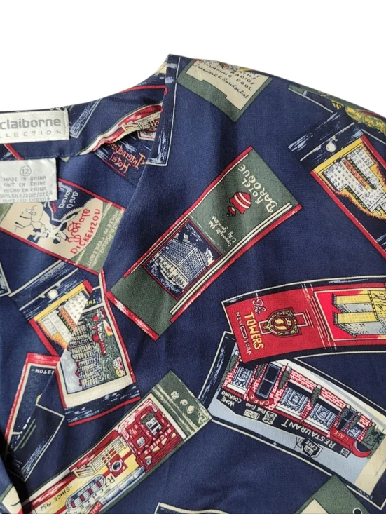 Vintage Silk Liz Clairborne V-neck Blouse 12 L - Picture 2 of 7